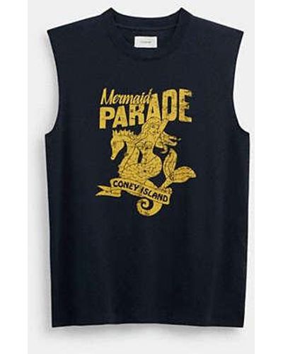 COACH Tank Top With Mermaid Parade Graphic - Black