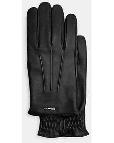 COACH Leather Tech Gloves - Black