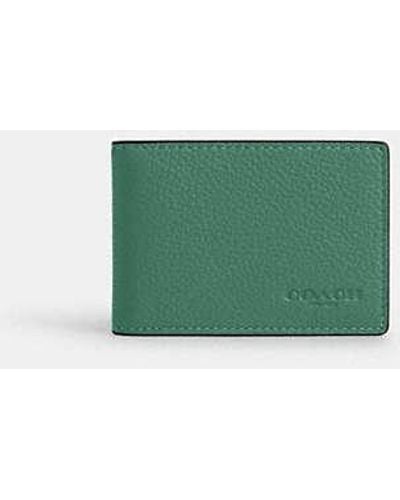 COACH Compact Billfold In Colorblock - Green