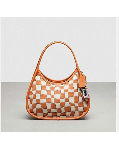 COACH Ergo Bag In Wavy Checkerboard Upcrafted Leather - Black
