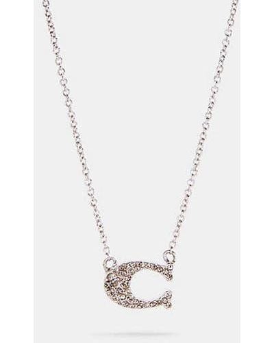 COACH Pave Signature Necklace - Metallic