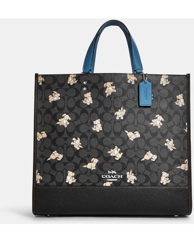 COACH Dempsey Tote 40 In Signature Canvas With Happy Dog Print - Black
