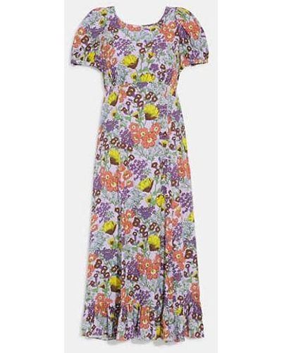 COACH Floral Midi Dress - Purple