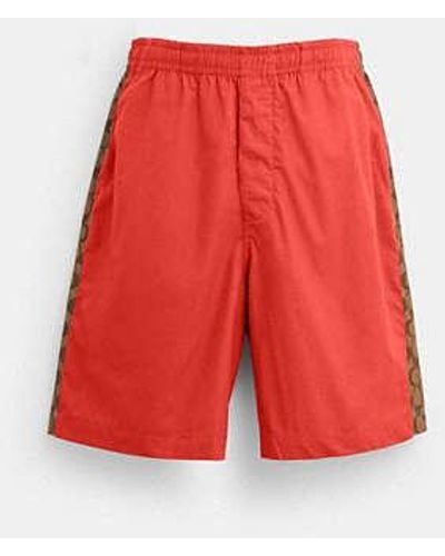COACH Signature Colorblock Drawstring Shorts - Red