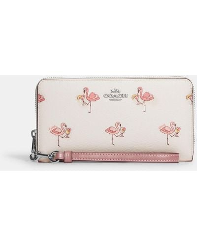 Coach Outlet Accordion Zip Wallet With Antique Floral Print In White