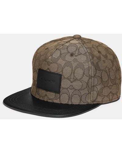 COACH Signature Flat Brim Hat - Brown