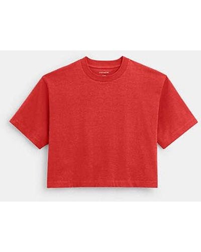COACH Signature Cropped T Shirt - Red