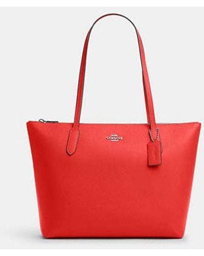 COACH Zip Top Tote Bag - Red