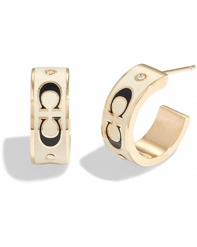 COACH Signature Enamel Huggie Earrings - Metallic
