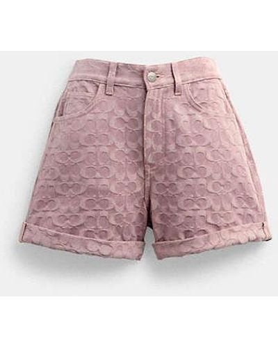 COACH Signature Denim Shorts - Pink