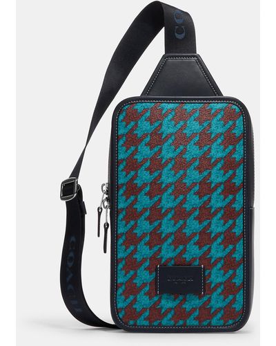 COACH Sullivan Pack With Houndstooth Print - Blue