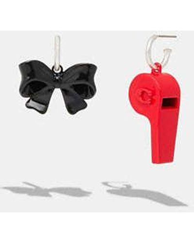COACH Bow Whistle Mismatch Earrings - Red