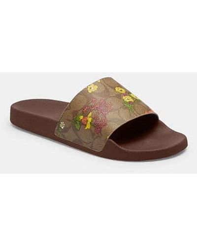 COACH Uli Sport Slide In Signature Canvas With Floral Print - Black