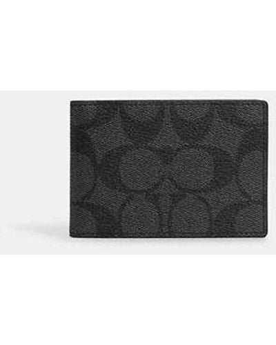 COACH Compact Billfold Wallet In Signature Canvas - Black