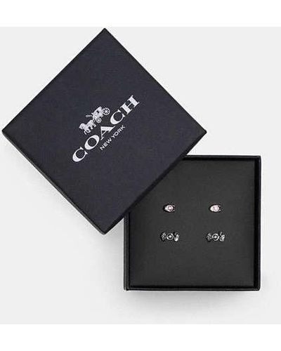 COACH Candy And Bow Stud Earrings Set - Black