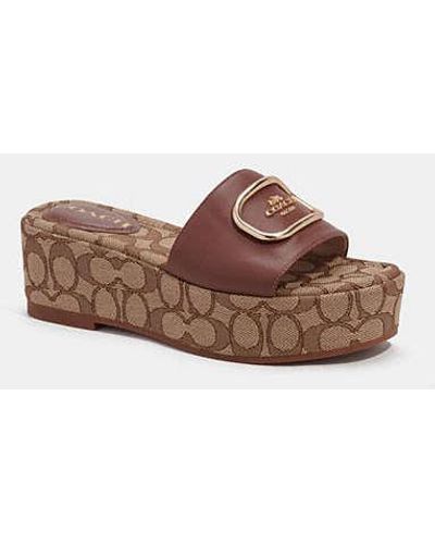 COACH Eloise Sandal In Signature Chambray - Brown