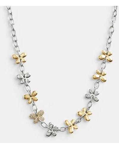 COACH Pavé Butterfly Chain Necklace - Black