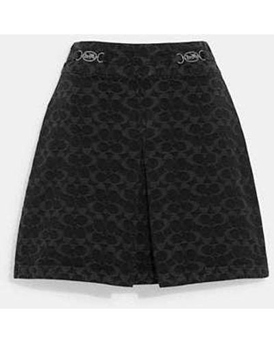 COACH Signature Jacquard Denim Skirt - Black