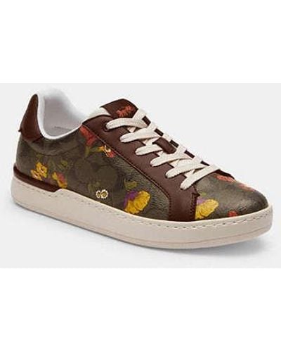 COACH Clip Low Top Sneaker In Signature Canvas With Floral Print - Black