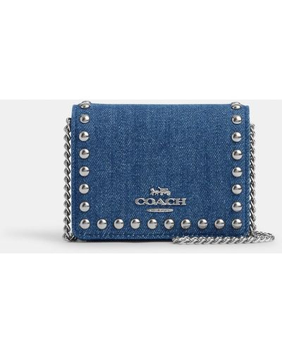 COACH Mini Wallet On A Chain With Rivets - Blue