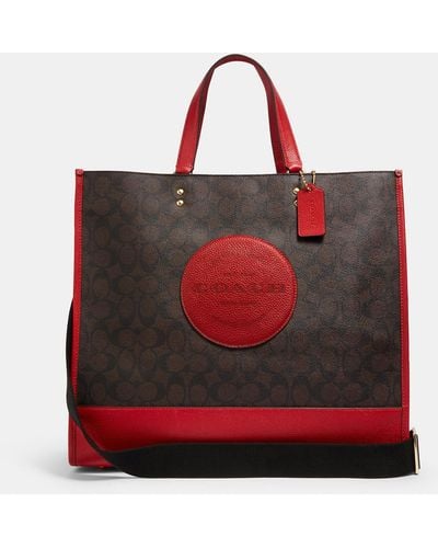 COACH Dempsey Tote 40 In Signature Canvas With Coach Patch - Red