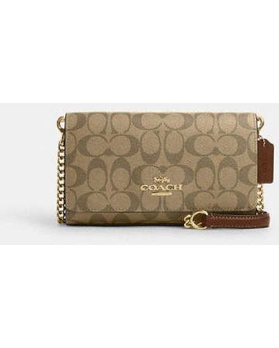 COACH Flap Clutch Crossbody In Signature Canvas - Black