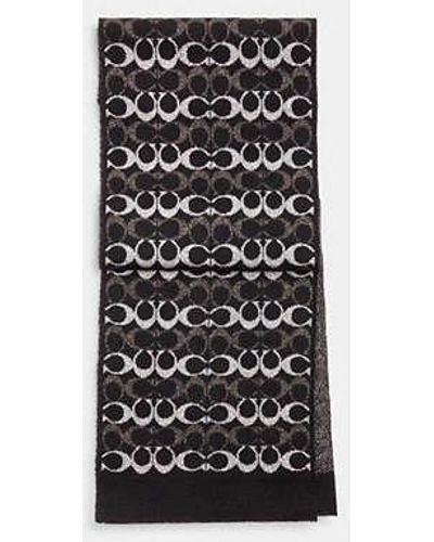 COACH Signature Metallic Knit Scarf - Black