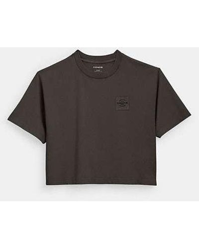 COACH Garment Dye Cropped T Shirt - Black