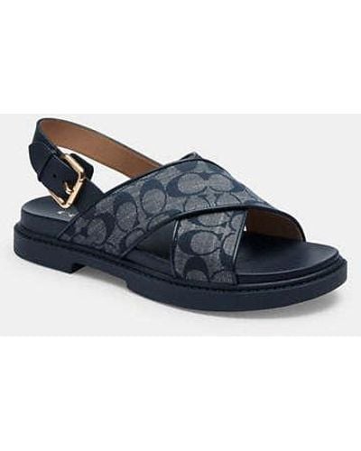 COACH Fraser Sandal In Signature Chambray - Black