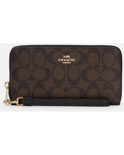 Buy COACHSignature PVC Large Double Zip Wristlet Purse Brown Black