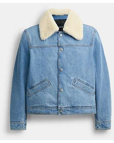 COACH Denim Jacket With Shearling - Blue