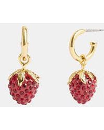 COACH Strawberry Charm Huggie Earrings - Black