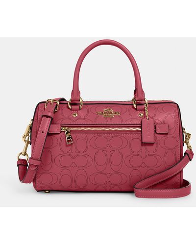 COACH Rowan Satchel In Signature Leather - Red