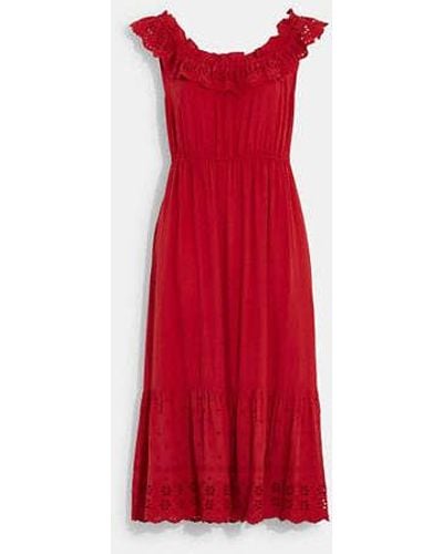 COACH Sleeveless Ruffle Dress - Red