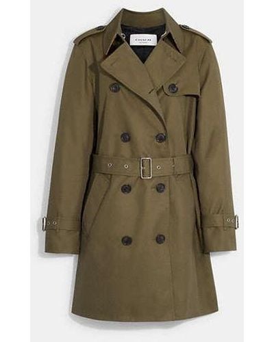 COACH Solid Mid Trench Coat - Green
