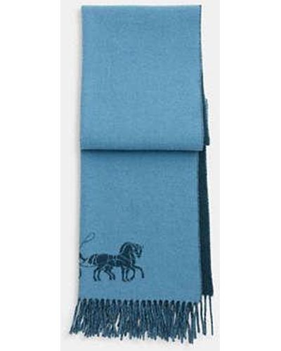 COACH Horse And Carriage Double Face Oversized Muffler - Blue