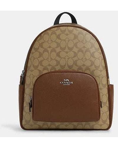 COACH Large Court Backpack In Signature Canvas - Brown