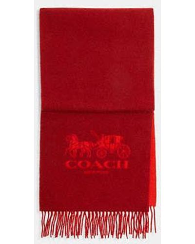 COACH Horse And Carriage Bicolor Cashmere Muffler - Red