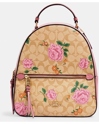 COACH Jordyn Backpack In Signature Canvas With Prairie Rose Print - Pink