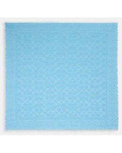 COACH Signature Oversized Square Scarf - Blue