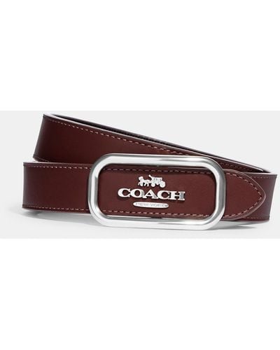 COACH Morgan Rectangle Buckle Belt, 25 Mm - Red