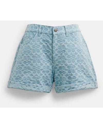 COACH Signature Denim Shorts - Blue