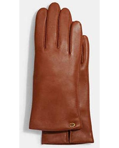 COACH Sculpted Signature Leather Tech Gloves - Black