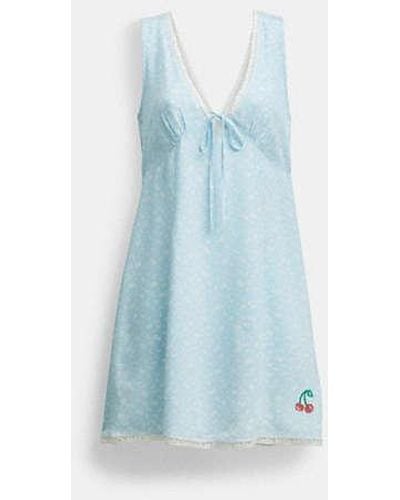 COACH Floral Sleeveless Slip Dress - Blue