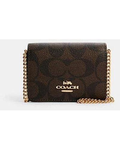 Coach Zip Around Strawberry Crossbody Leather Gold Chain Coin Case Purse Bag  | eBay