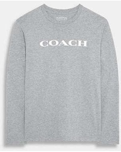 COACH Essential Long Sleeve T Shirt In Organic Cotton - Gray