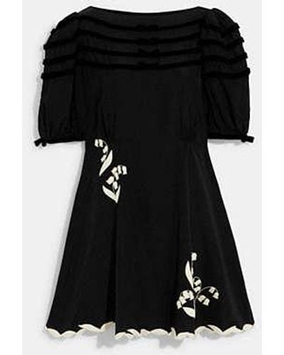 COACH®  Velvet Dress With Lace Trim