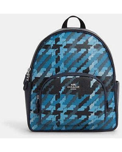 COACH Court Backpack With Graphic Plaid Print - Blue