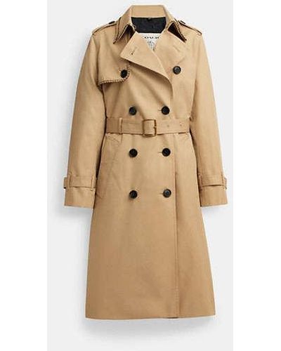 COACH Trench Coat With Braided Detail - Natural