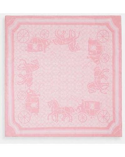 COACH Signature Horse And Carriage Silk Square Scarf - Pink
